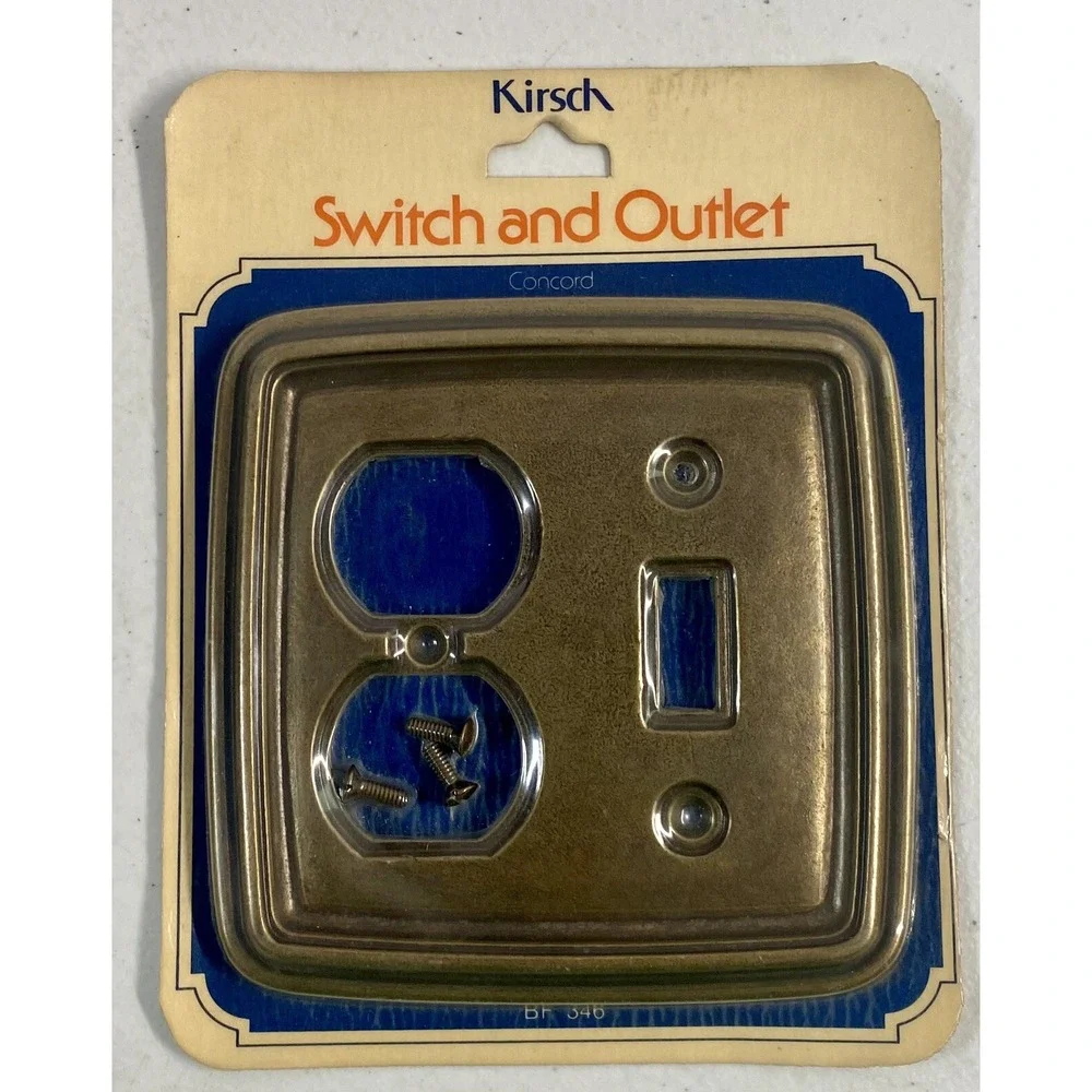 *BRAND NEW* Vintage Kirsch Outlet Light switch Combo Concord Metal Cover Plate
